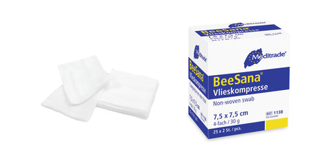 BeeSana® Vlieskompresse, steril, 4-fach, 30 g, 10 x 20 cm, 2 Stk Meditrade