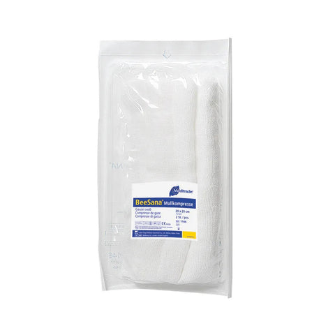BeeSana® Mullkompresse, ohne RöKo, steril, 8-fach, 10 x 10 cm, 5 Stk Meditrade