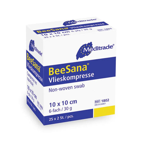 BeeSana® Vlieskompresse, steril, 6-fach, 30 g, 5 x 5 cm, 5 Stk Meditrade