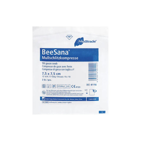 BeeSana® Mullschlitzkompresse, steril, 12-fach, 10 x 10 cm, 2 Stk Meditrade