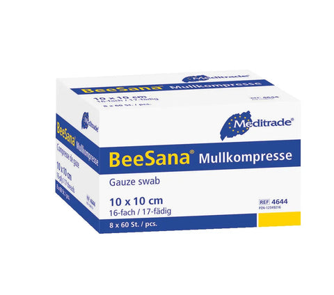 BeeSana® Mullkompresse, ohne RöKo, steril, 12-fach, 7,5 x 7,5 cm, 30 Stk Meditrade