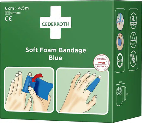 Cederroth Soft Foam Pflasterverband Blau 6 cm x 4,5 m Cederroth