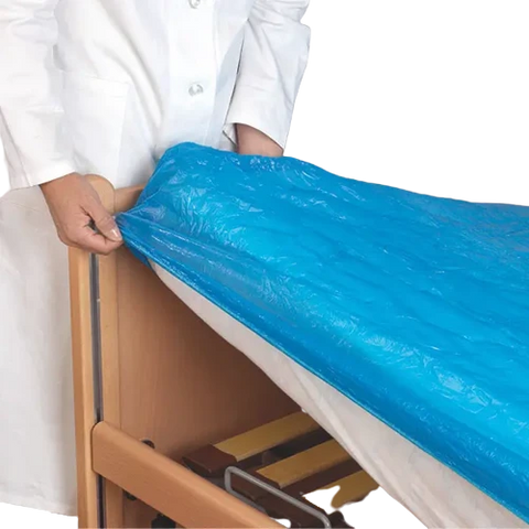 Matratzenschutzbezüge blau mit Gummizug bis 100 cm x 210 cm servoprax