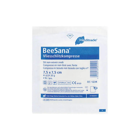 BeeSana® Vlieskompresse, steril, 4-fach, 30 g, 10 x 10 cm