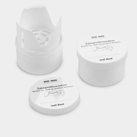 melident Zahnprothesendose weiß mit Schraubdeckel Schwarz Pflegesysteme