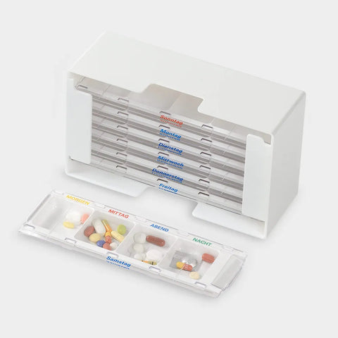 melipul Medikamenten-Dosierer XL 1 Woche mit 7 MW-Dispenser Schwarz Pflegesysteme