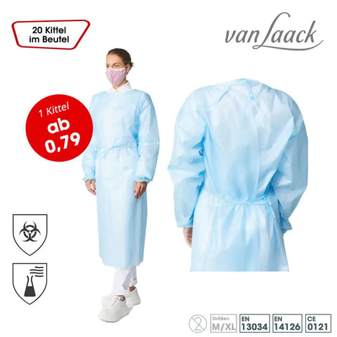 van Laack Infektionsschutzkittel mit Strickbündchen – Blut- und virendicht van Laack