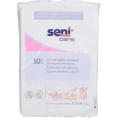 Seni Waschhandschuhe mit Folie 50 Stück Seni