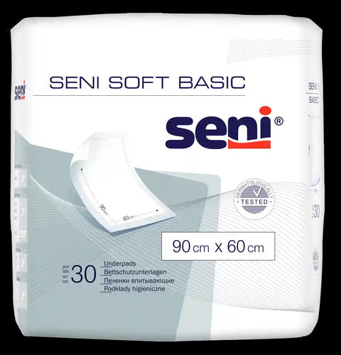 Seni Soft Basic Bettschutzunterlage 90cm x 60cm / 30 Stück Seni