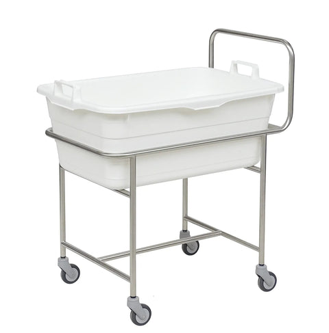 Edelstahlfahrgestell mit Kunststoffwanne und Schiebegriff Novocal
