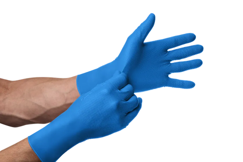 MERCATOR gogrip Long Nitril-Handschuhe mit Diamanttextur Blau MercatorMedical