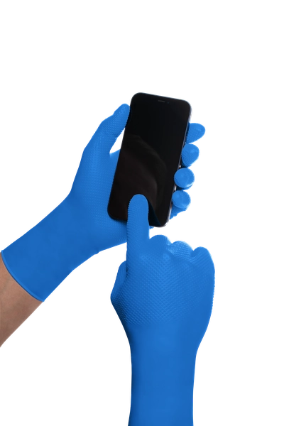 MERCATOR gogrip Long Nitril-Handschuhe mit Diamanttextur Blau MercatorMedical